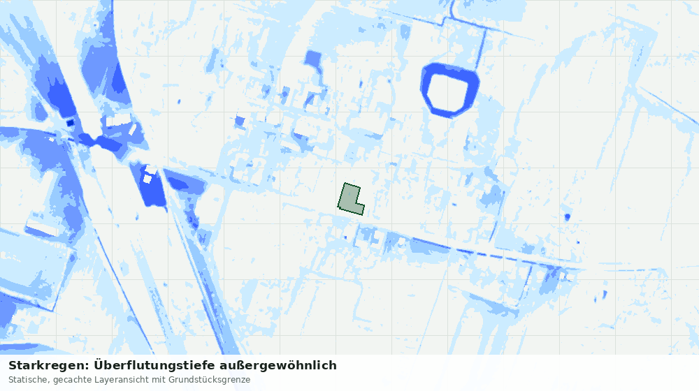 Statische Kartenansicht: Starkregen: Überflutungstiefe außergewöhnlich