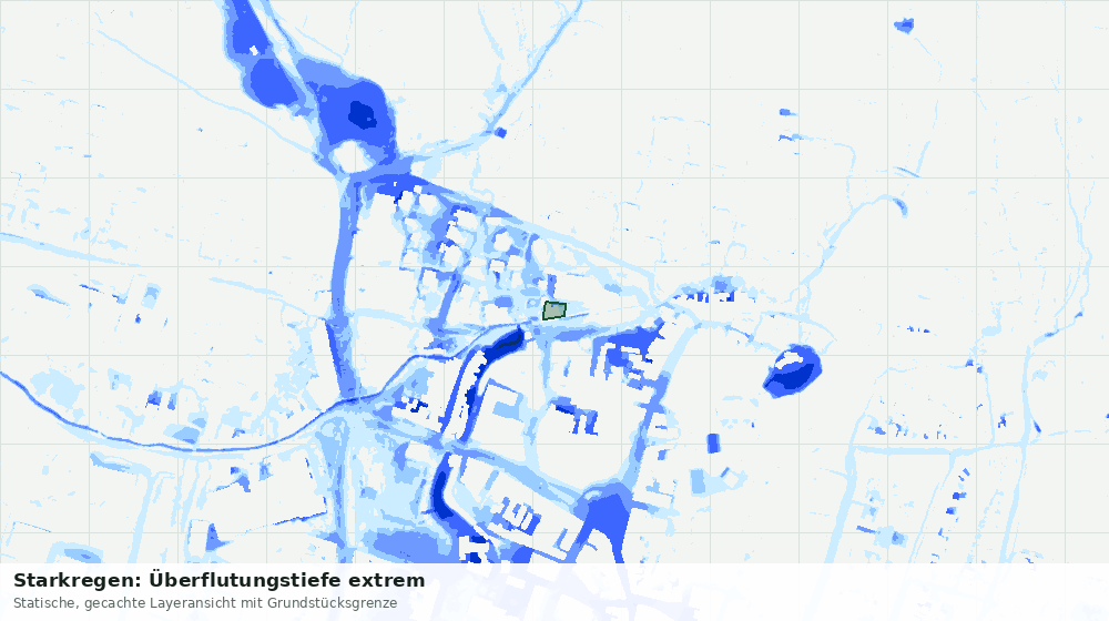 Statische Kartenansicht: Starkregen: Überflutungstiefe extrem
