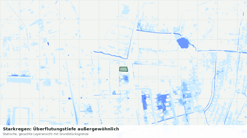 Statische Kartenansicht: Starkregen: Überflutungstiefe außergewöhnlich