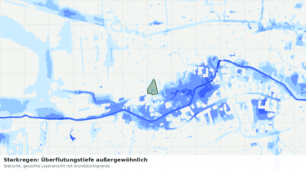 Statische Kartenansicht: Starkregen: Überflutungstiefe außergewöhnlich