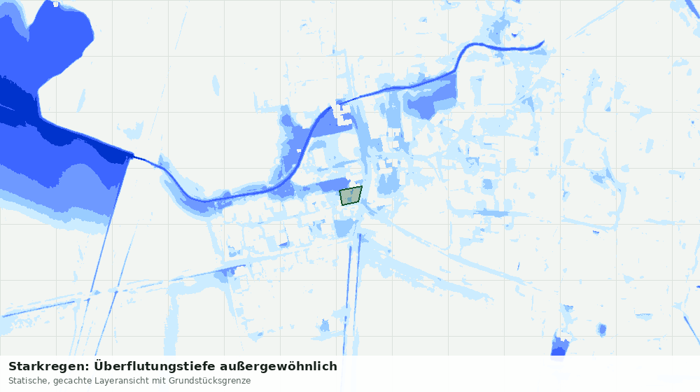 Statische Kartenansicht: Starkregen: Überflutungstiefe außergewöhnlich