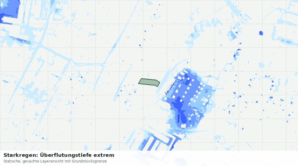 Statische Kartenansicht: Starkregen: Überflutungstiefe extrem
