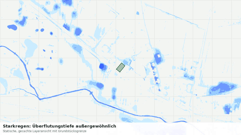 Statische Kartenansicht: Starkregen: Überflutungstiefe außergewöhnlich