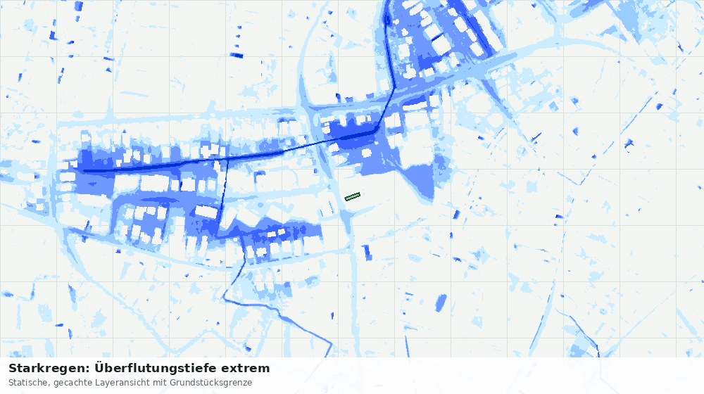 Statische Kartenansicht: Starkregen: Überflutungstiefe extrem