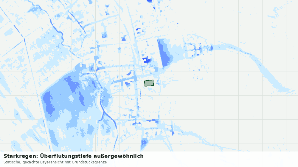 Statische Kartenansicht: Starkregen: Überflutungstiefe außergewöhnlich