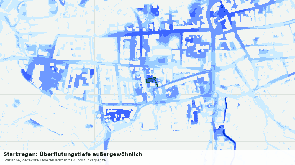 Statische Kartenansicht: Starkregen: Überflutungstiefe außergewöhnlich