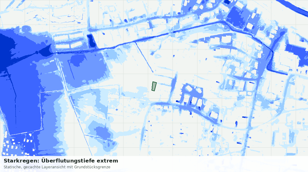 Statische Kartenansicht: Starkregen: Überflutungstiefe extrem