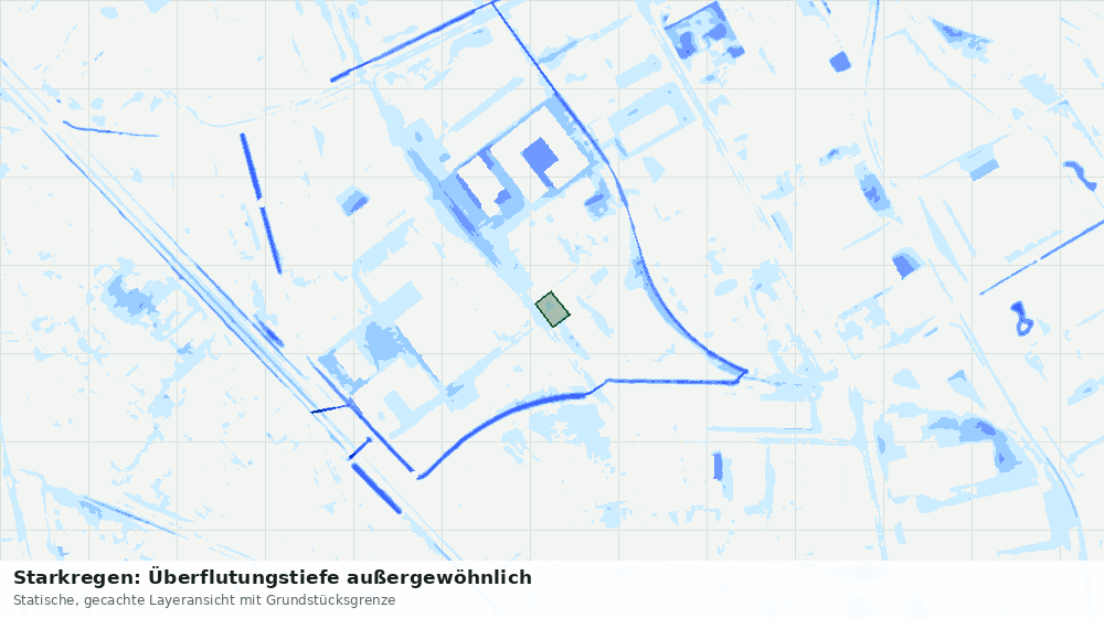 Statische Kartenansicht: Starkregen: Überflutungstiefe außergewöhnlich