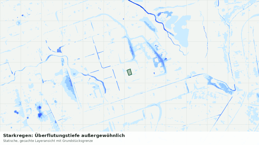 Statische Kartenansicht: Starkregen: Überflutungstiefe außergewöhnlich
