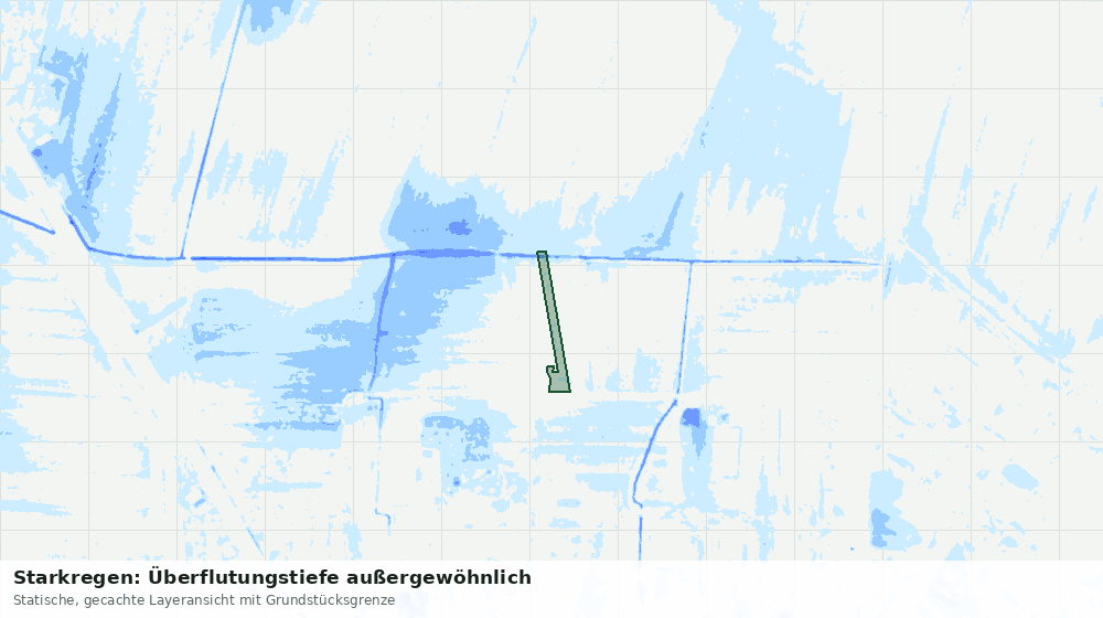 Statische Kartenansicht: Starkregen: Überflutungstiefe außergewöhnlich