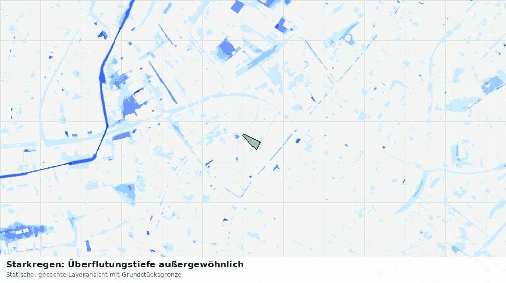 Statische Kartenansicht: Starkregen: Überflutungstiefe außergewöhnlich