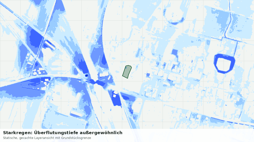 Statische Kartenansicht: Starkregen: Überflutungstiefe außergewöhnlich
