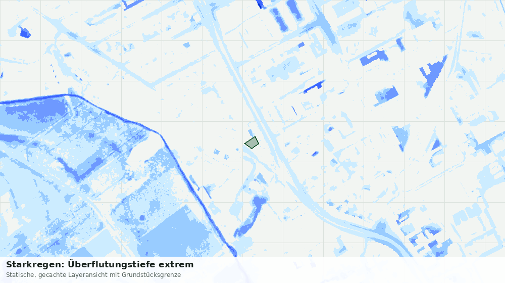 Statische Kartenansicht: Starkregen: Überflutungstiefe extrem