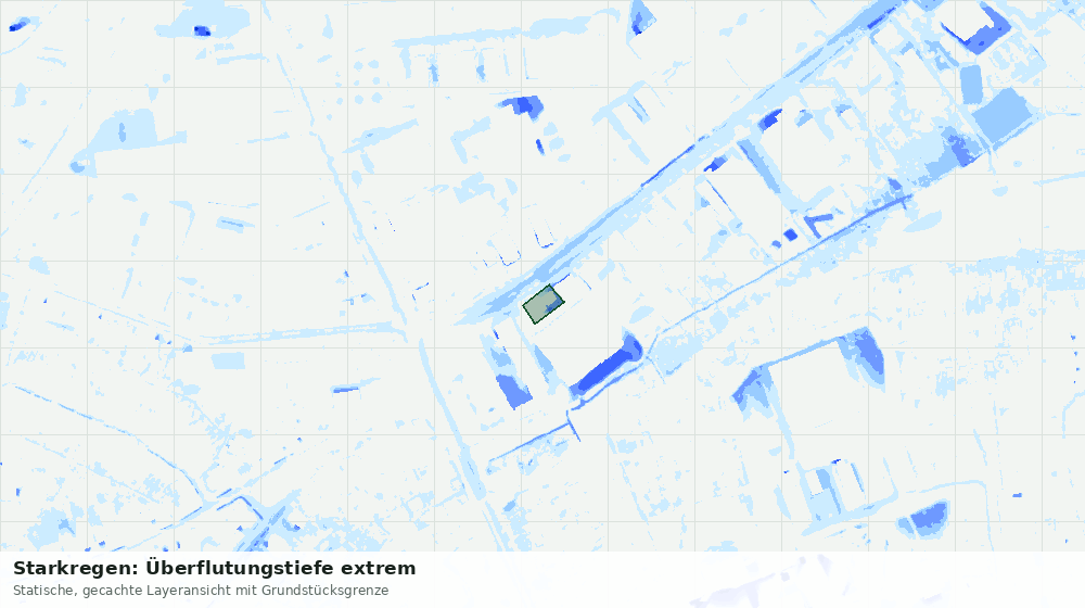 Statische Kartenansicht: Starkregen: Überflutungstiefe extrem