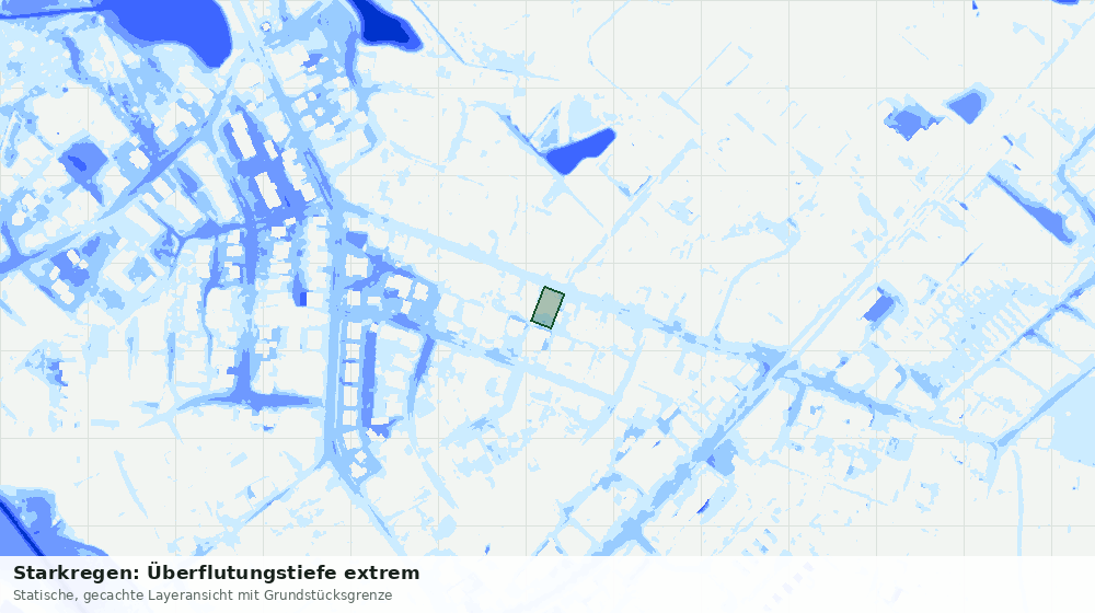Statische Kartenansicht: Starkregen: Überflutungstiefe extrem