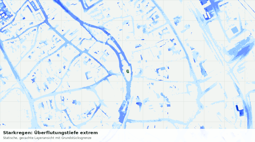 Statische Kartenansicht: Starkregen: Überflutungstiefe extrem