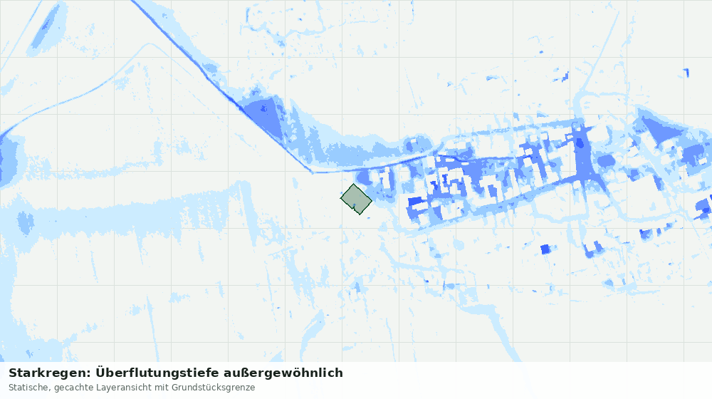 Statische Kartenansicht: Starkregen: Überflutungstiefe außergewöhnlich