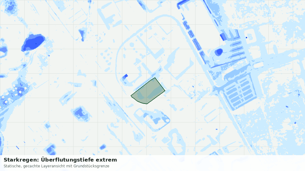 Statische Kartenansicht: Starkregen: Überflutungstiefe extrem