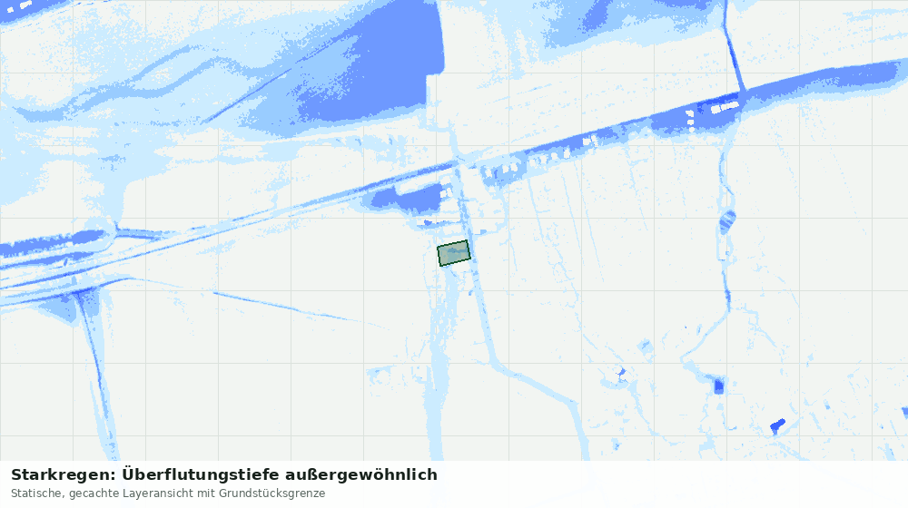 Statische Kartenansicht: Starkregen: Überflutungstiefe außergewöhnlich