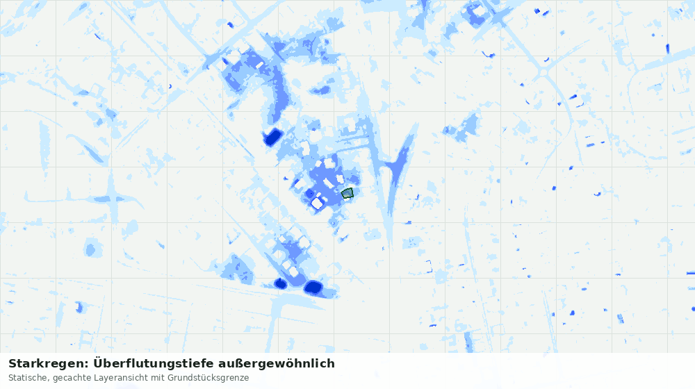 Statische Kartenansicht: Starkregen: Überflutungstiefe außergewöhnlich