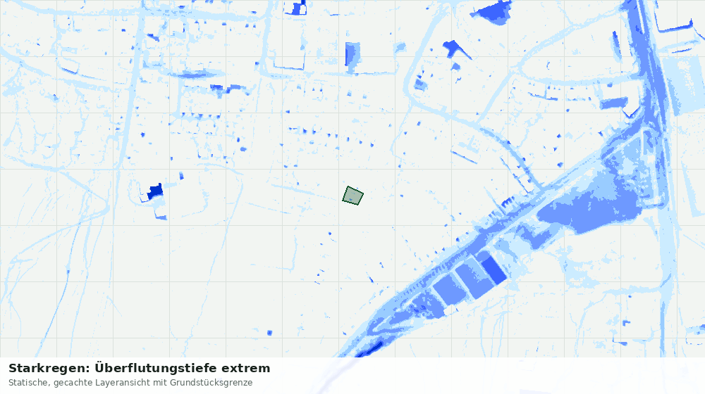 Statische Kartenansicht: Starkregen: Überflutungstiefe extrem