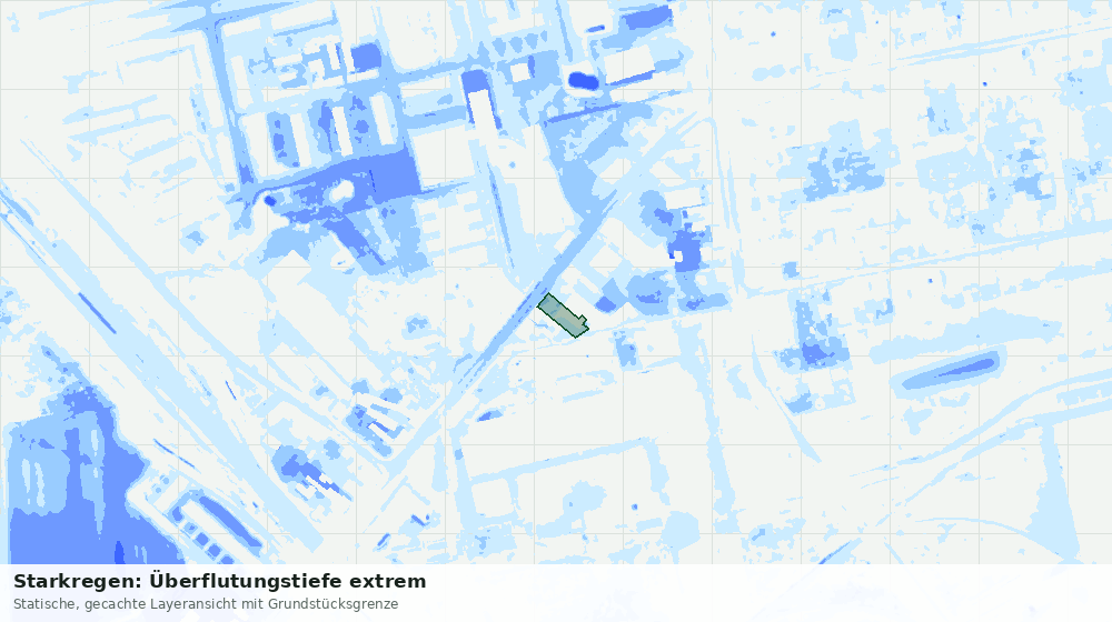 Statische Kartenansicht: Starkregen: Überflutungstiefe extrem