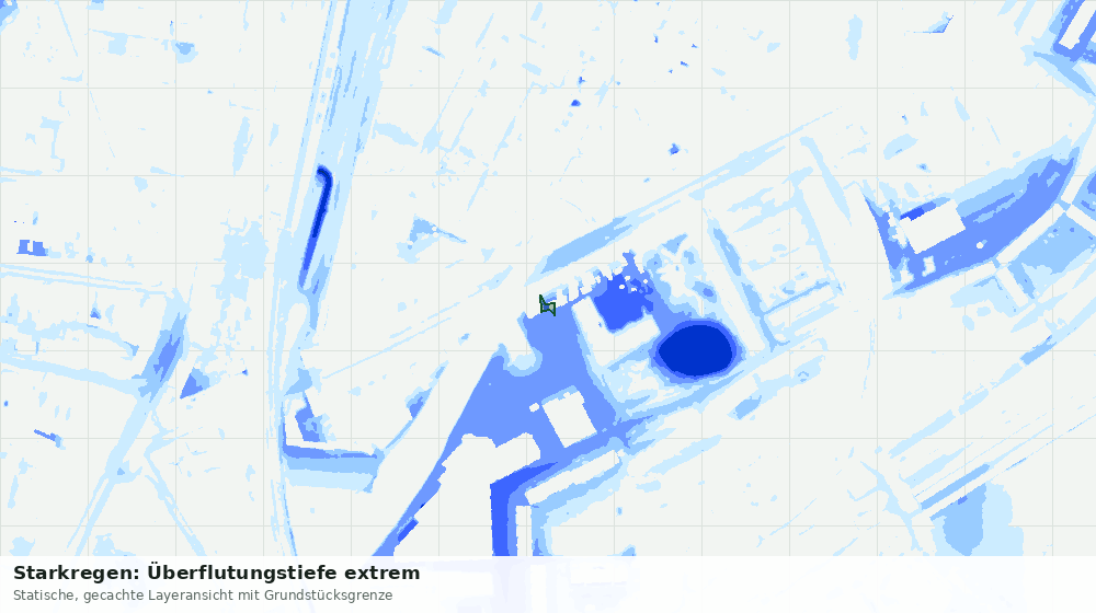 Statische Kartenansicht: Starkregen: Überflutungstiefe extrem