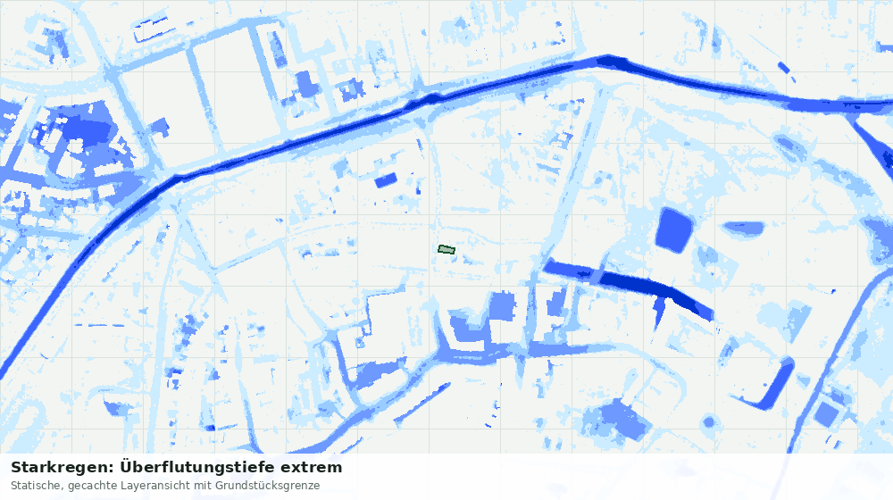 Statische Kartenansicht: Starkregen: Überflutungstiefe extrem