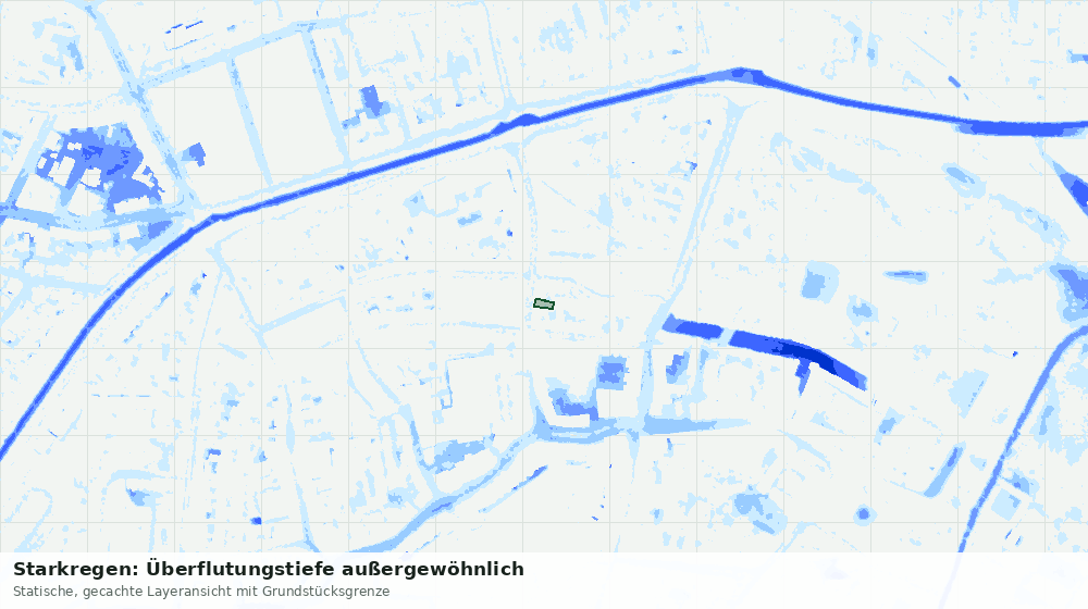 Statische Kartenansicht: Starkregen: Überflutungstiefe außergewöhnlich