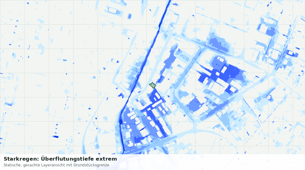 Statische Kartenansicht: Starkregen: Überflutungstiefe extrem