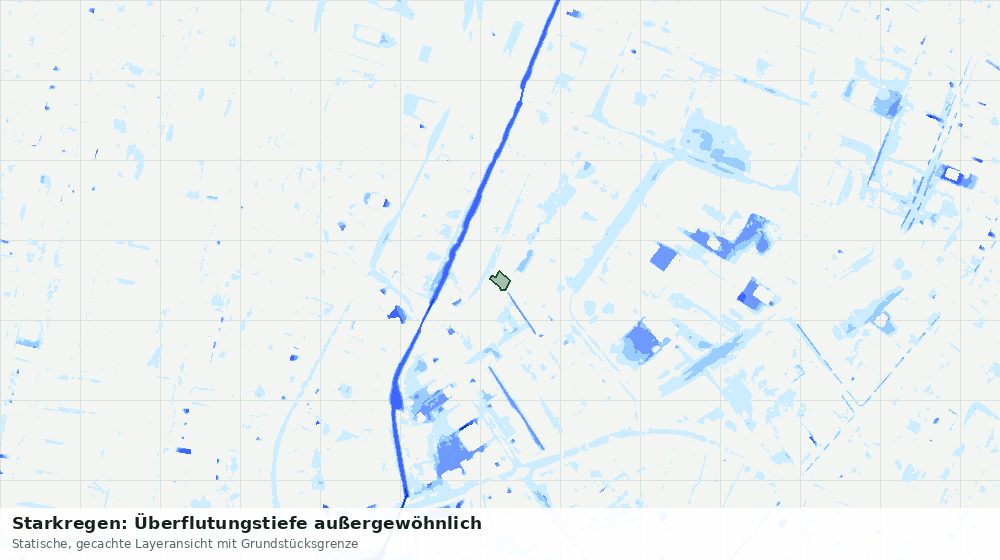 Statische Kartenansicht: Starkregen: Überflutungstiefe außergewöhnlich