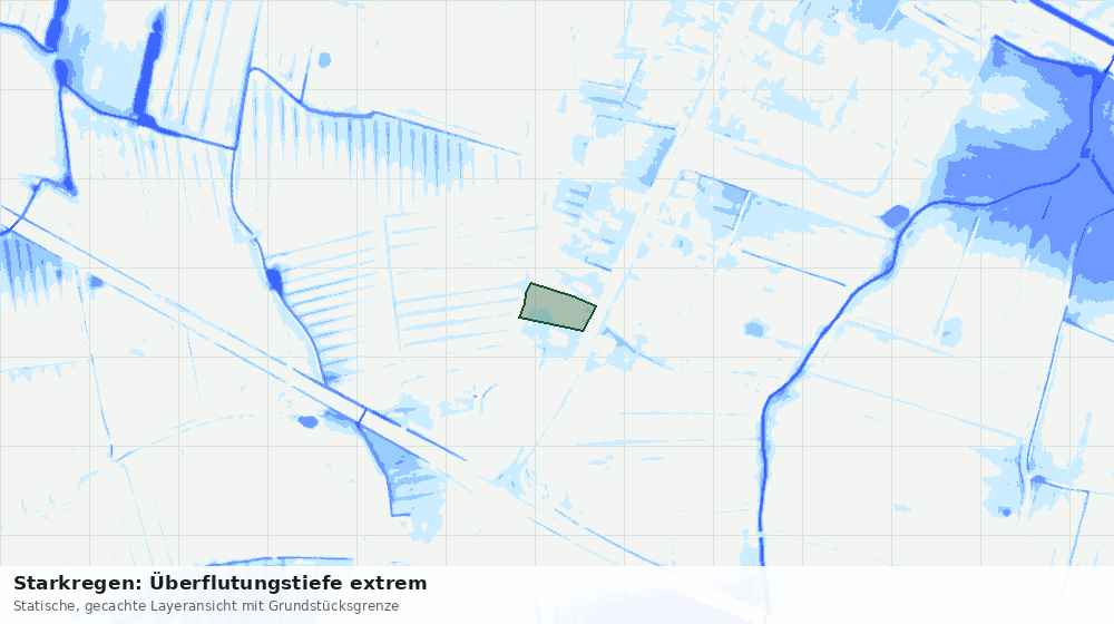 Statische Kartenansicht: Starkregen: Überflutungstiefe extrem
