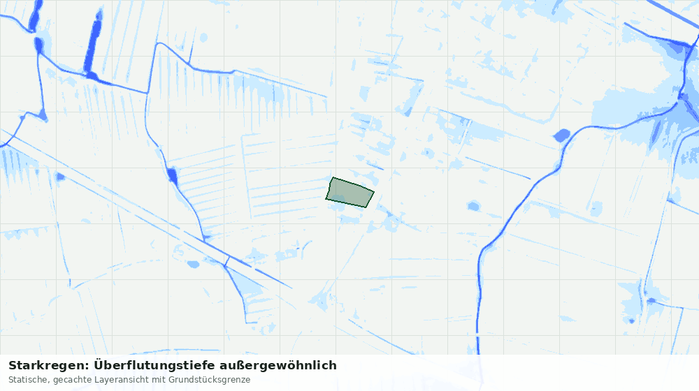 Statische Kartenansicht: Starkregen: Überflutungstiefe außergewöhnlich
