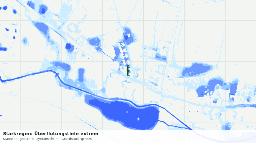 Statische Kartenansicht: Starkregen: Überflutungstiefe extrem