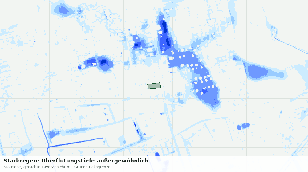 Statische Kartenansicht: Starkregen: Überflutungstiefe außergewöhnlich