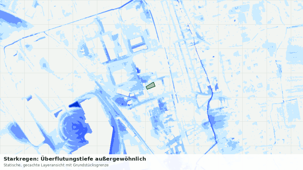 Statische Kartenansicht: Starkregen: Überflutungstiefe außergewöhnlich