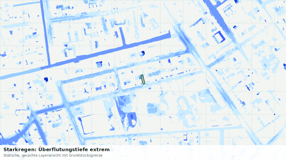 Statische Kartenansicht: Starkregen: Überflutungstiefe extrem