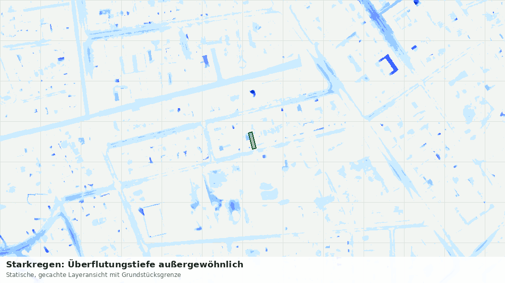 Statische Kartenansicht: Starkregen: Überflutungstiefe außergewöhnlich