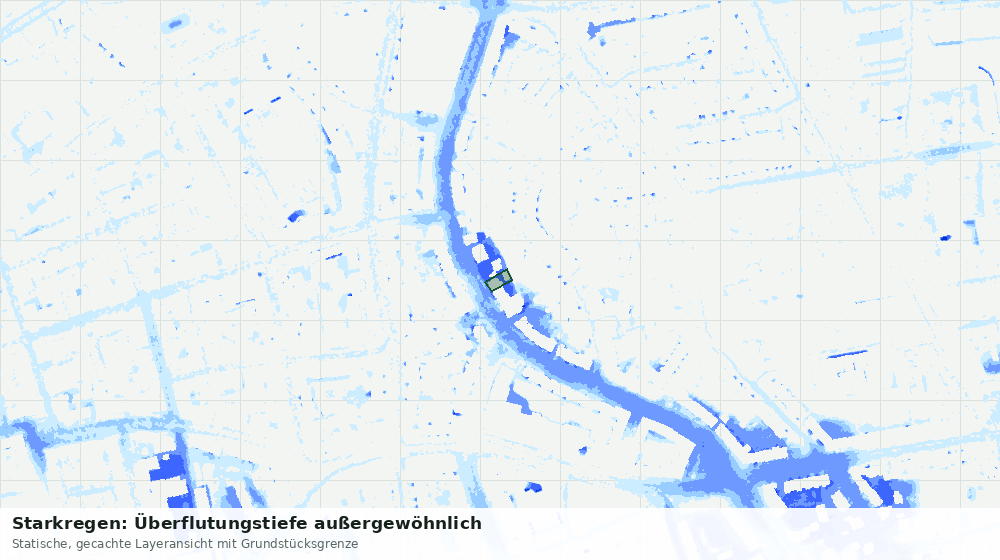 Statische Kartenansicht: Starkregen: Überflutungstiefe außergewöhnlich
