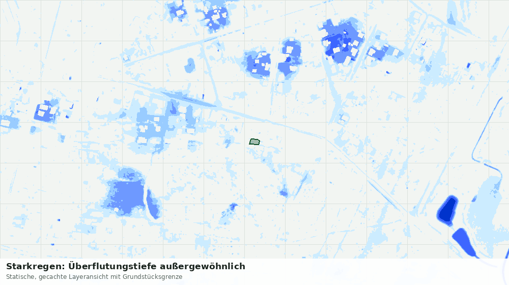 Statische Kartenansicht: Starkregen: Überflutungstiefe außergewöhnlich