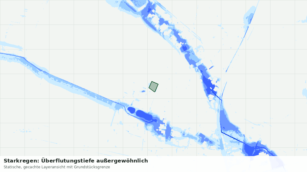 Statische Kartenansicht: Starkregen: Überflutungstiefe außergewöhnlich