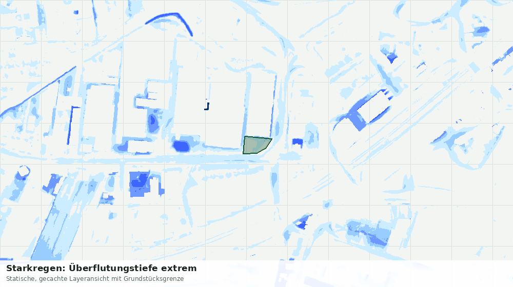 Statische Kartenansicht: Starkregen: Überflutungstiefe extrem