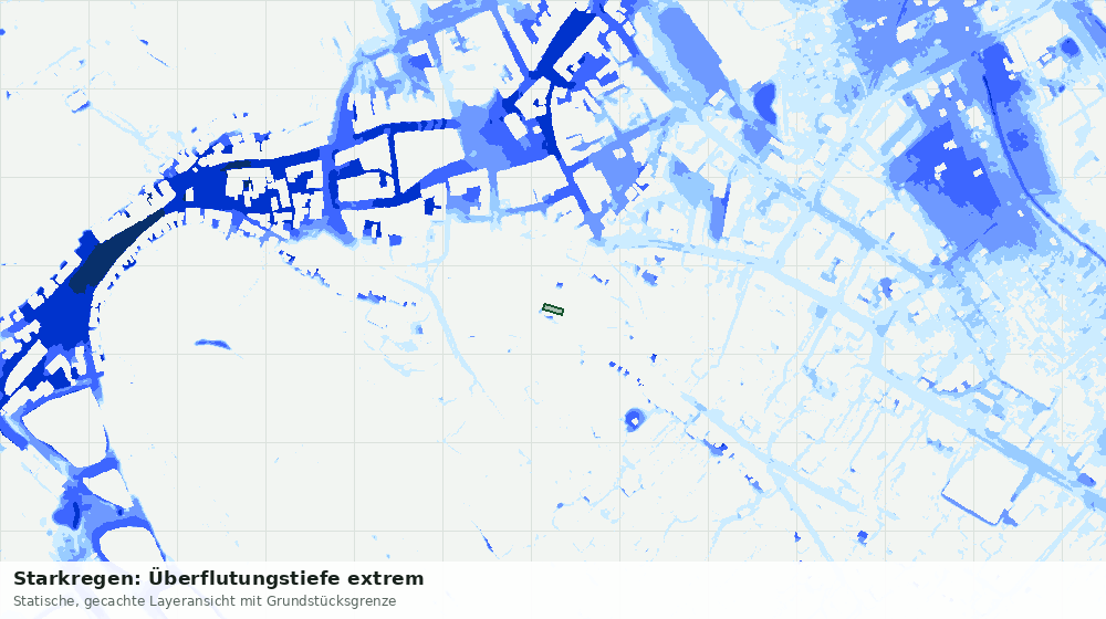 Statische Kartenansicht: Starkregen: Überflutungstiefe extrem