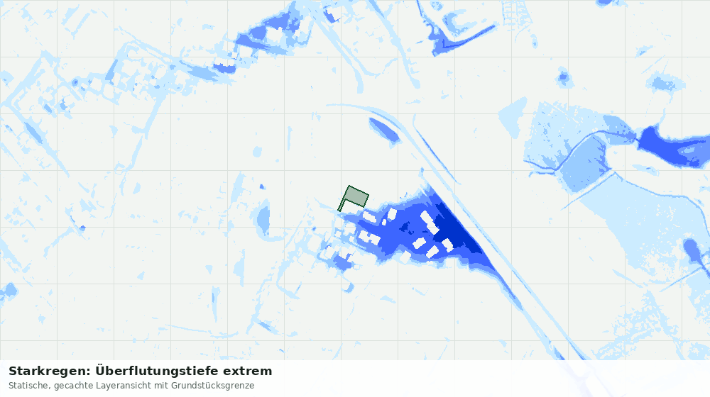 Statische Kartenansicht: Starkregen: Überflutungstiefe extrem