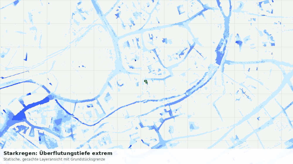 Statische Kartenansicht: Starkregen: Überflutungstiefe extrem