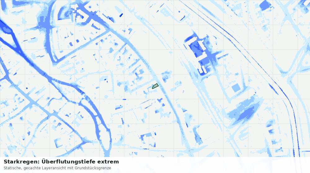 Statische Kartenansicht: Starkregen: Überflutungstiefe extrem