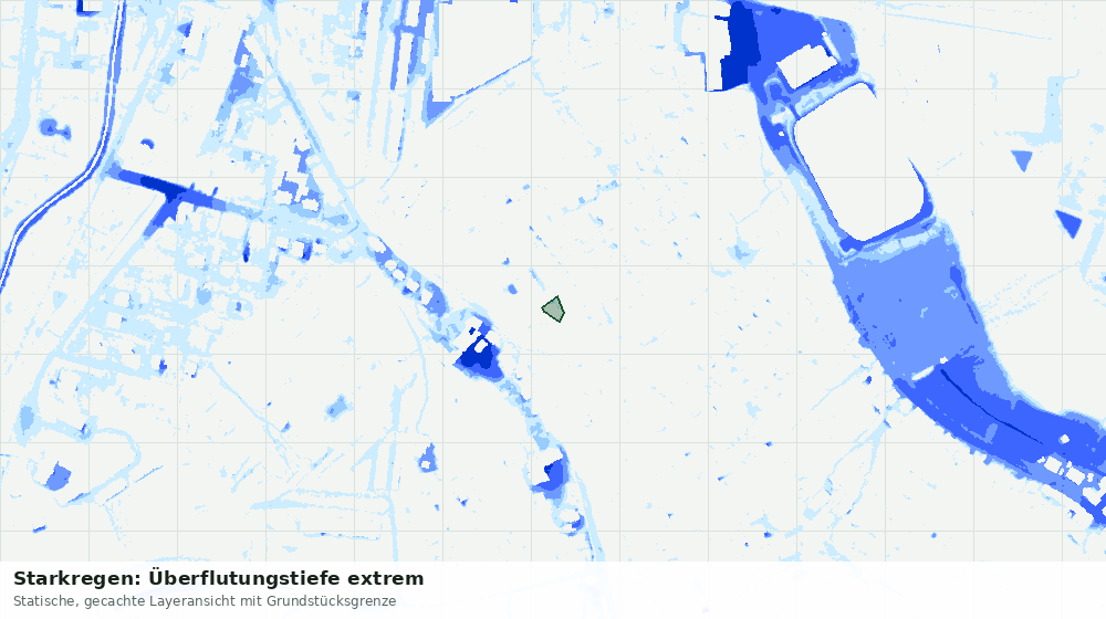 Statische Kartenansicht: Starkregen: Überflutungstiefe extrem