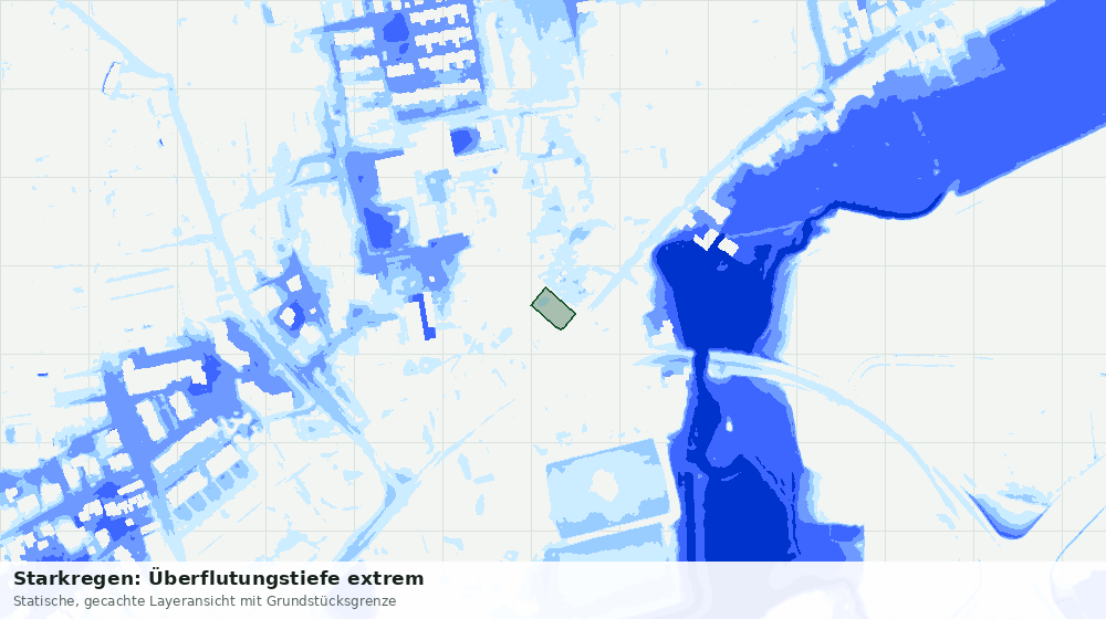Statische Kartenansicht: Starkregen: Überflutungstiefe extrem