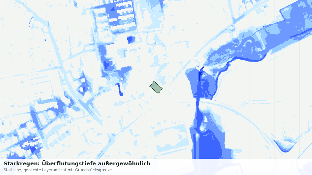 Statische Kartenansicht: Starkregen: Überflutungstiefe außergewöhnlich