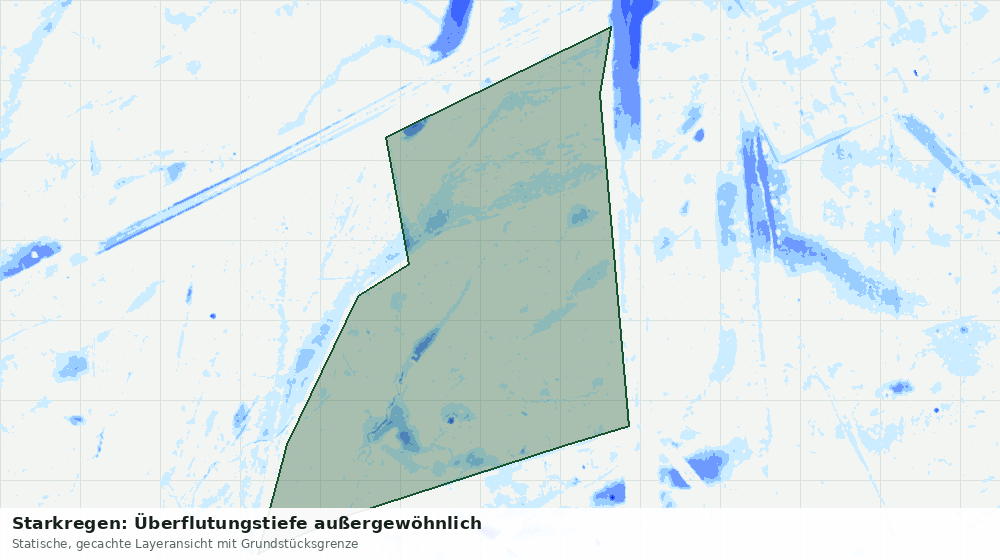 Statische Kartenansicht: Starkregen: Überflutungstiefe außergewöhnlich